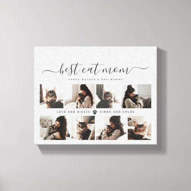 Toile Élégant chat personnalisé Maman Photo Collage Fête (Recto)