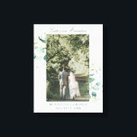 Toile Elégant Eucalyptus Mariage Photo<br><div class="desc">Elégante galerie botanique toile enveloppée avec votre photo mariage préférée encadrée de feuilles d'eucalyptus et de verdure avec un soupçon de bleu et des taches de parties scintillant faux or sur une aquarelle pastel. Ci-dessus sont vos noms dans le script et ci-dessous est la ville, l'état et la date. Un...</div>
