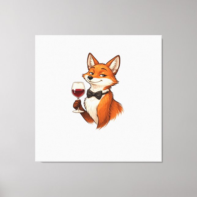 Toile Elegant Fox with Wine Glass  (Recto)