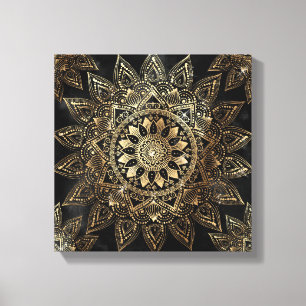 Toile Elégant Gold Mandala Black Design