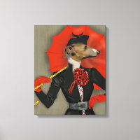 Elégant Greyhound et parapluie rouge