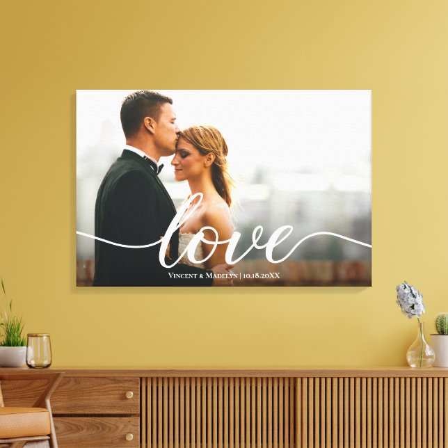 Toile Elegant Love Script Mariage Photo personnalisée (Insitu(Salon))