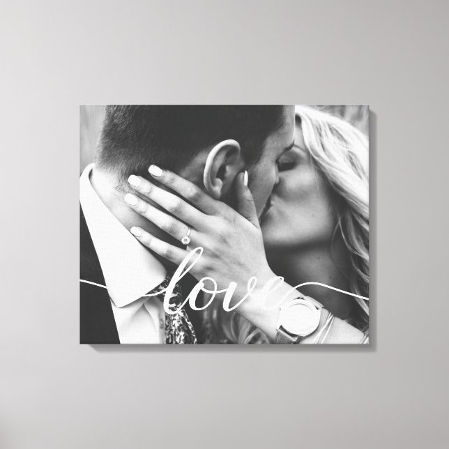 Toile Elegant Love Script Typographie Mariage Photo (Recto)