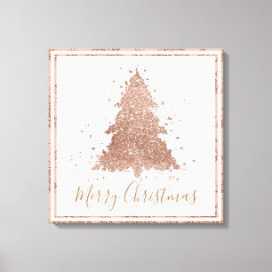 Toile Elegant Merrry Christmas   Glam Rose Gold Tree