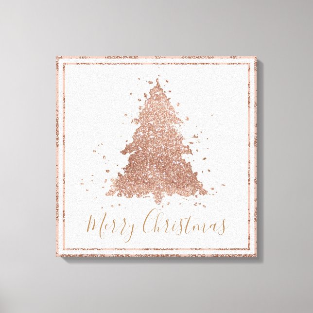 Toile Elegant Merrry Christmas | Glam Rose Gold Tree (Recto)