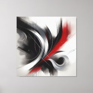 Toile Élégant moderne Abstrait-noir blanc et rouge-