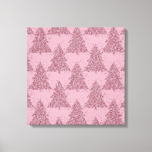 Toile Élégant Motif d'arbre | Dusty Mauve Rose Noël (Recto)