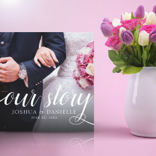 Toile Elegant Notre Histoire Mariage photo manuscrit