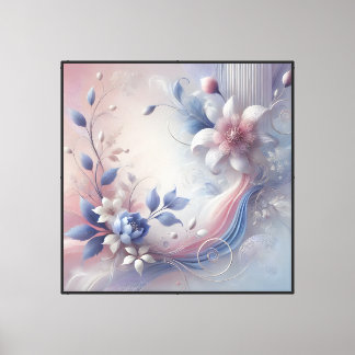 Toile Elégant Pastel Floral Abstrait Canvas Mur Art