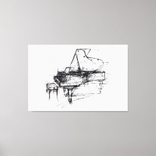 Toile Élégant Portrait Grand Piano - Premium