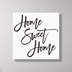 Toile Élégant Script Home Sweet Home Typographie noire