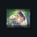 Toile Élégant script Mariage personnalisé<br><div class="desc">Ajoutez votre photo de mariage à cette toile et personnalisez avec vos noms et votre date de mariage.</div>