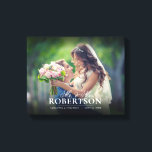 Toile Élégant script Mariage personnalisé<br><div class="desc">Ajoutez votre photo de mariage à cette toile et personnalisez avec vos noms et votre date de mariage.</div>