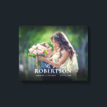 Toile Élégant script Personnalisé Mariage Canvas Imprime<br><div class="desc">Ajoutez votre photo de mariage à cette toile et personnalisez avec vos noms et votre date de mariage.</div>