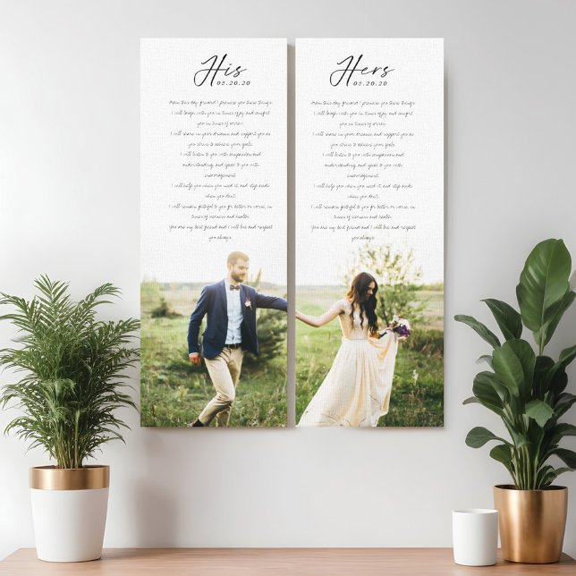 Toile Élégant ses et ses Mariages Vows Minimal Photo (Elegant His & Hers Wedding Vows Minimal Photo Canvas Print)