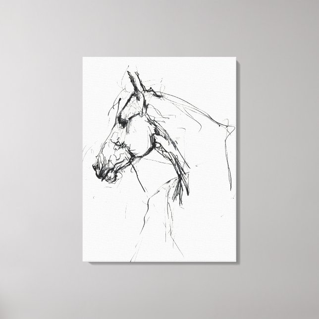 Toile Elégant Sketch Portrait Cheval - Premium (Recto)