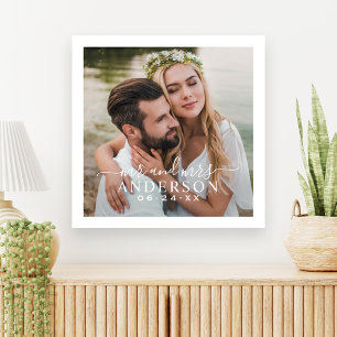 Toile Elegant White M. et Mme Monogram Mariage photo