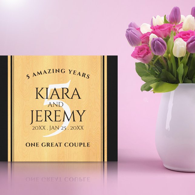 Toile Élégante 5ème anniversaire de Mariage de bois (Créateur téléchargé)