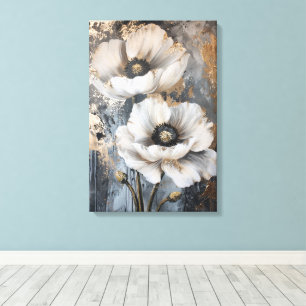 Toile Élégante décoration murale florale blanche aux acc