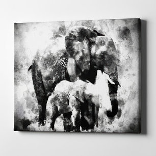 Toile Élégante Éléphante d'Afrique femelle avec son élép