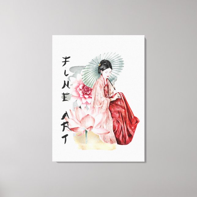 Toile élégante japonaise Geisha Girl (Recto)