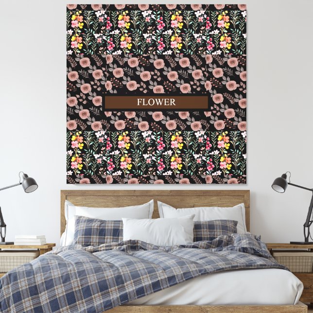 Toile Elégante Personnaliser d'aquarelle de fleurs (Insitu(Chambre))