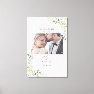 Toile Élégante Photo de Feuillage de Verdure Mariage Bie