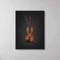 Élégante Trompe L'oeil Violon & Bow sur 18x24 Noir