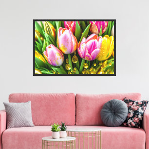 Toile Élégantes tulipes avec accents or, ressort