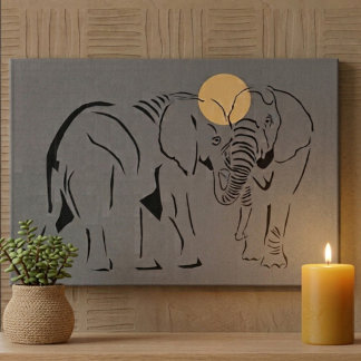 Toile Élément d'art minimaliste de l'éléphant 12x16