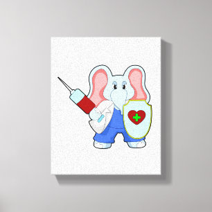 Toile Eléphant à la vaccination avec seringue