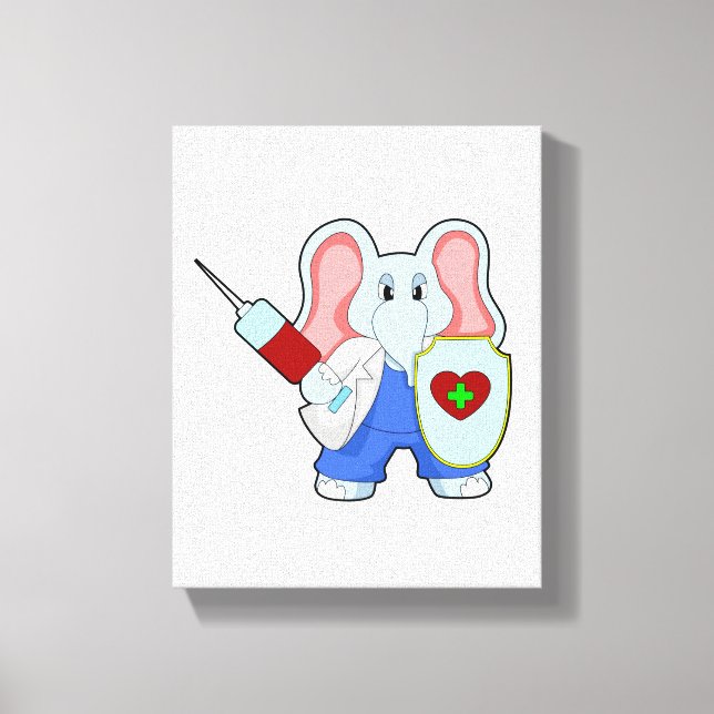 Toile Eléphant à la vaccination avec seringue (Recto)