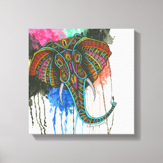 Toile Eléphant arc-en-ciel