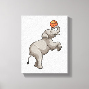 Toile Elephant avec basket-ball