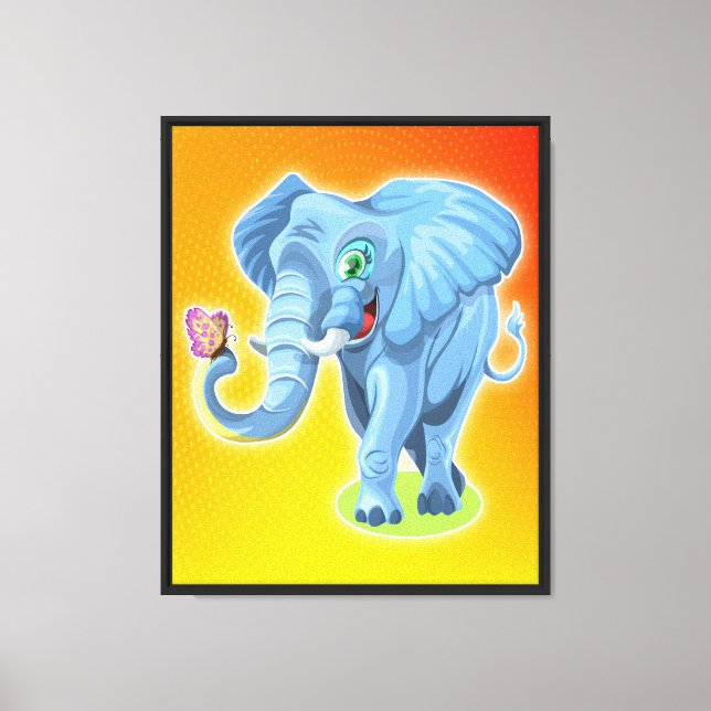 Toile Eléphant avec papillon-21987 (Recto)