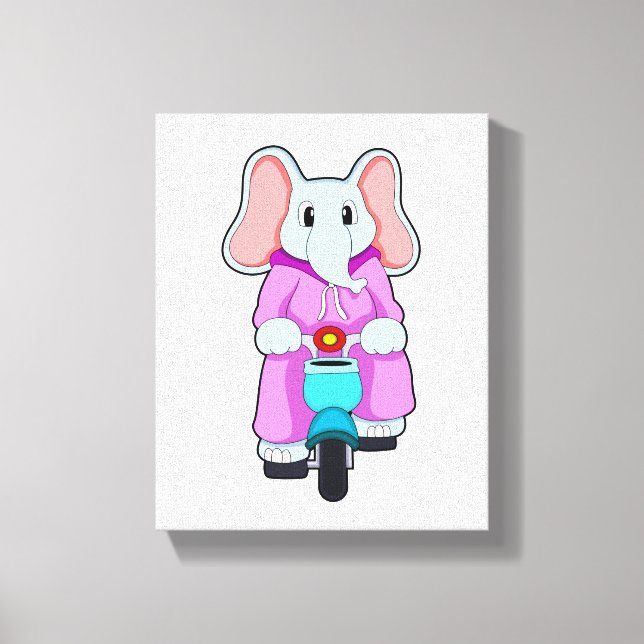 Toile Eléphant avec vélo (Recto)
