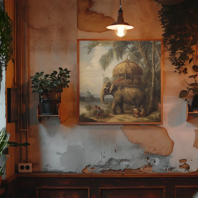 Toile éléphant botanique vintage avec howdah aussi (Créateur téléchargé)