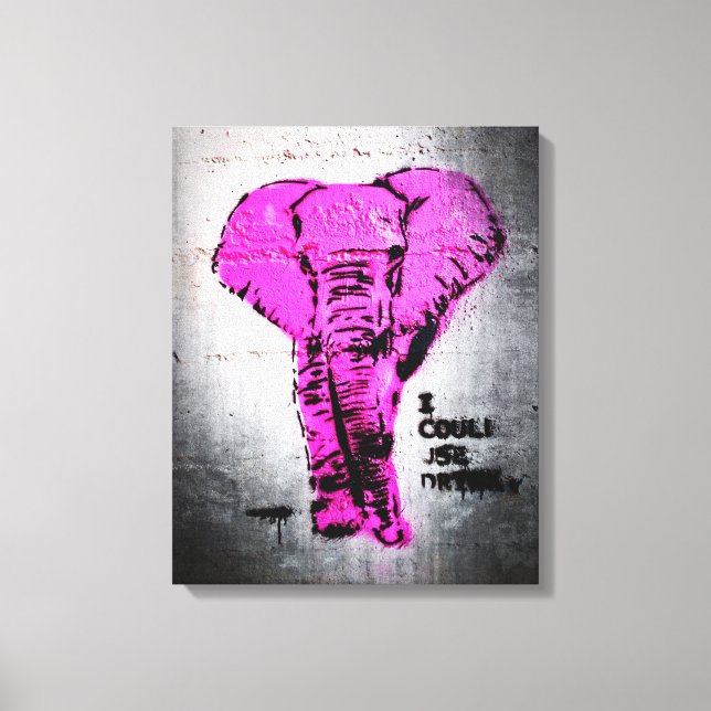 Toile Elephant de graffiti rose (Recto)