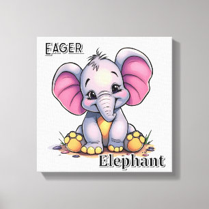 Toile Éléphant Empressé    Art pour la Nurserie de Enfan