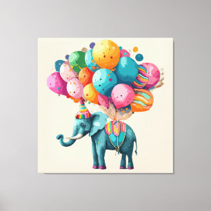 Toile Éléphant en ballon aquarelle bébé