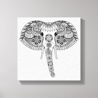 Toile Eléphant indien inspiré par Zentangle