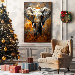 Toile Éléphant Majestueux dans l'Art Dynamique Impasto