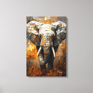 Toile Éléphant Majestueux dans l'Art Dynamique Impasto
