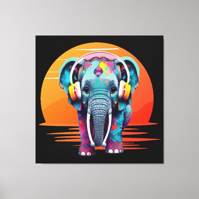 Toile Eléphant mignon bébé avec casque (Recto)