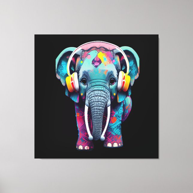 Toile Eléphant mignon bébé avec casque (Recto)