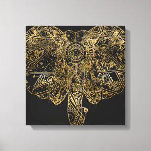 Toile Eléphant mignon dessiné à la main Fleur de henné