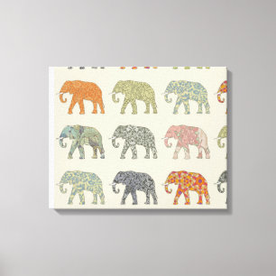Toile Éléphant Motif Animal Coloré Contemporain