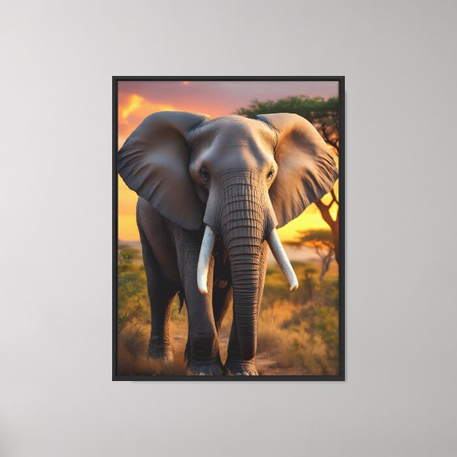 Toile Eléphant taureau africain (Recto)