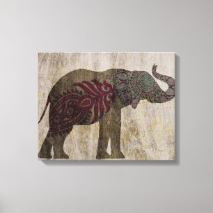 Toile Eléphant tribal zen