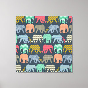 Toile éléphants et flamants